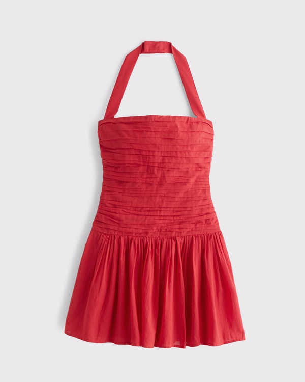 The A&F Emerson Drop-Waist Mini Dress, Vivid Red view 1