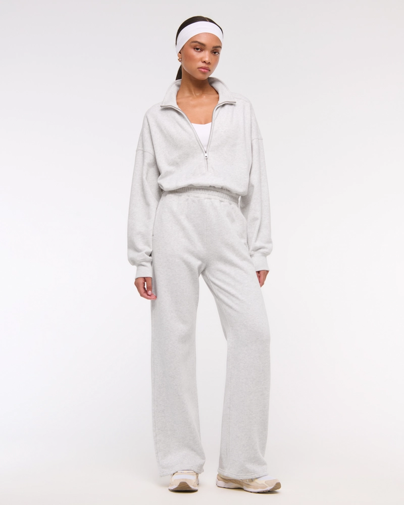 Long-Sleeve Half-Zip Fleece Jumpsuit