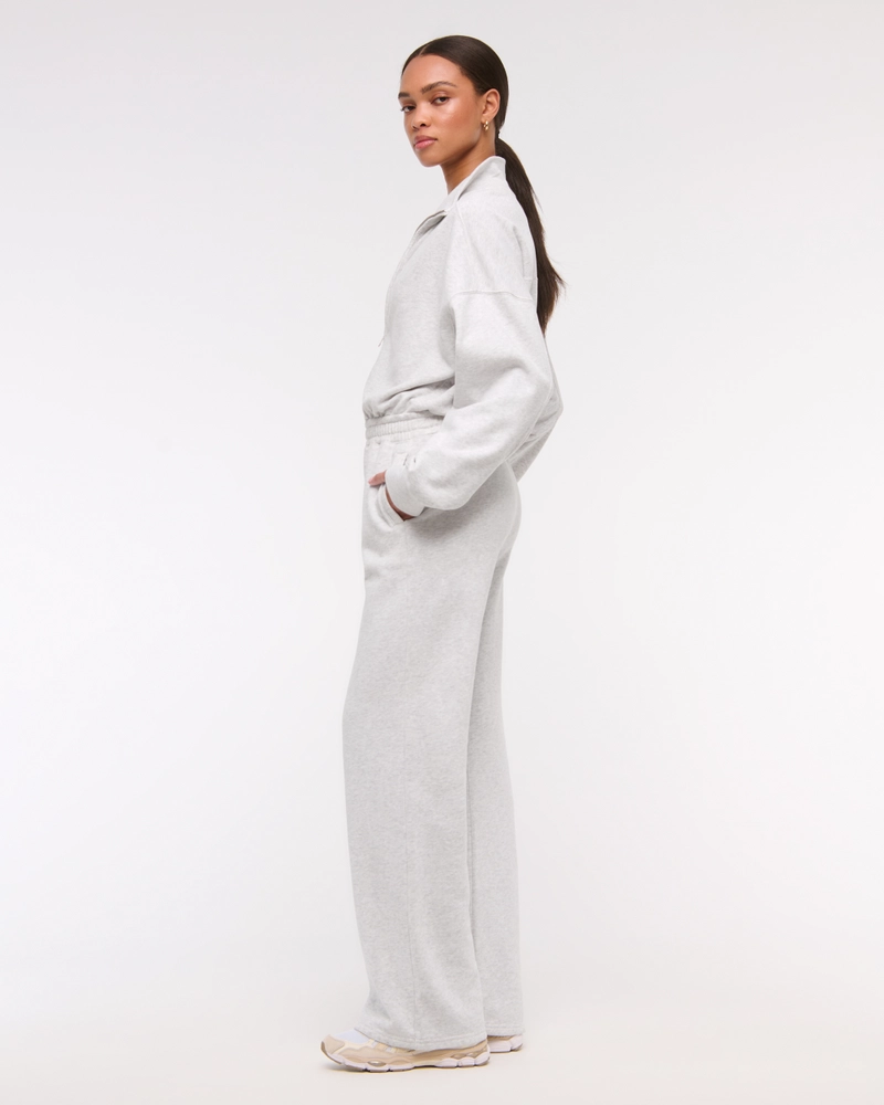 Long-Sleeve Half-Zip Fleece Jumpsuit
