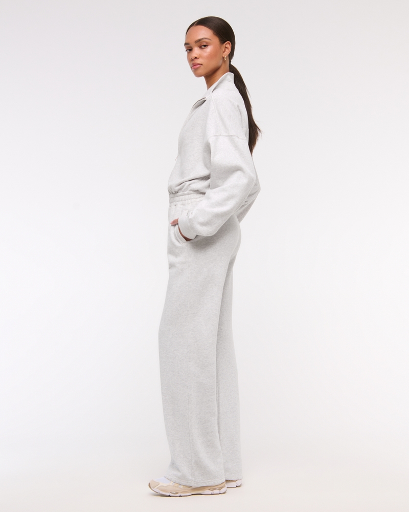 Long-Sleeve Half-Zip Fleece Jumpsuit