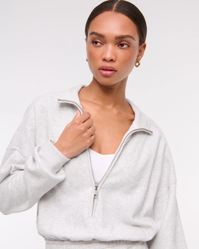 Long-Sleeve Half-Zip Fleece Jumpsuit