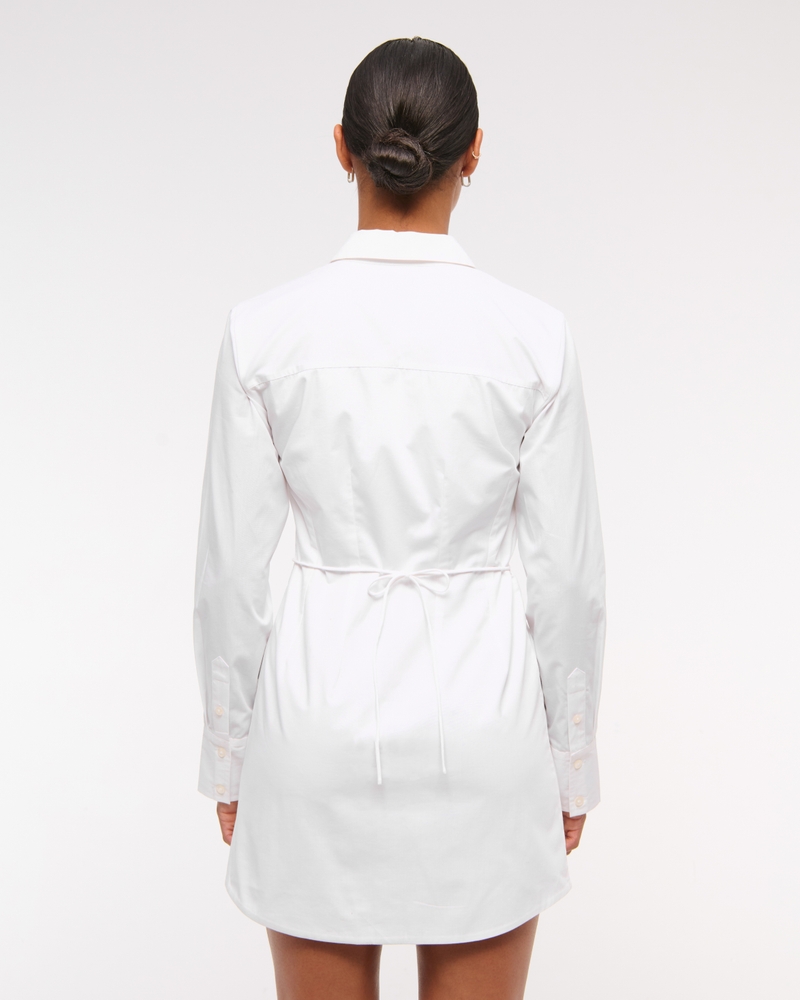 Fitted Long-Sleeve Mini Shirt Dress