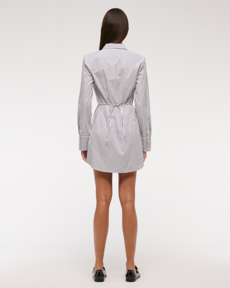 Fitted Long-Sleeve Mini Shirt Dress