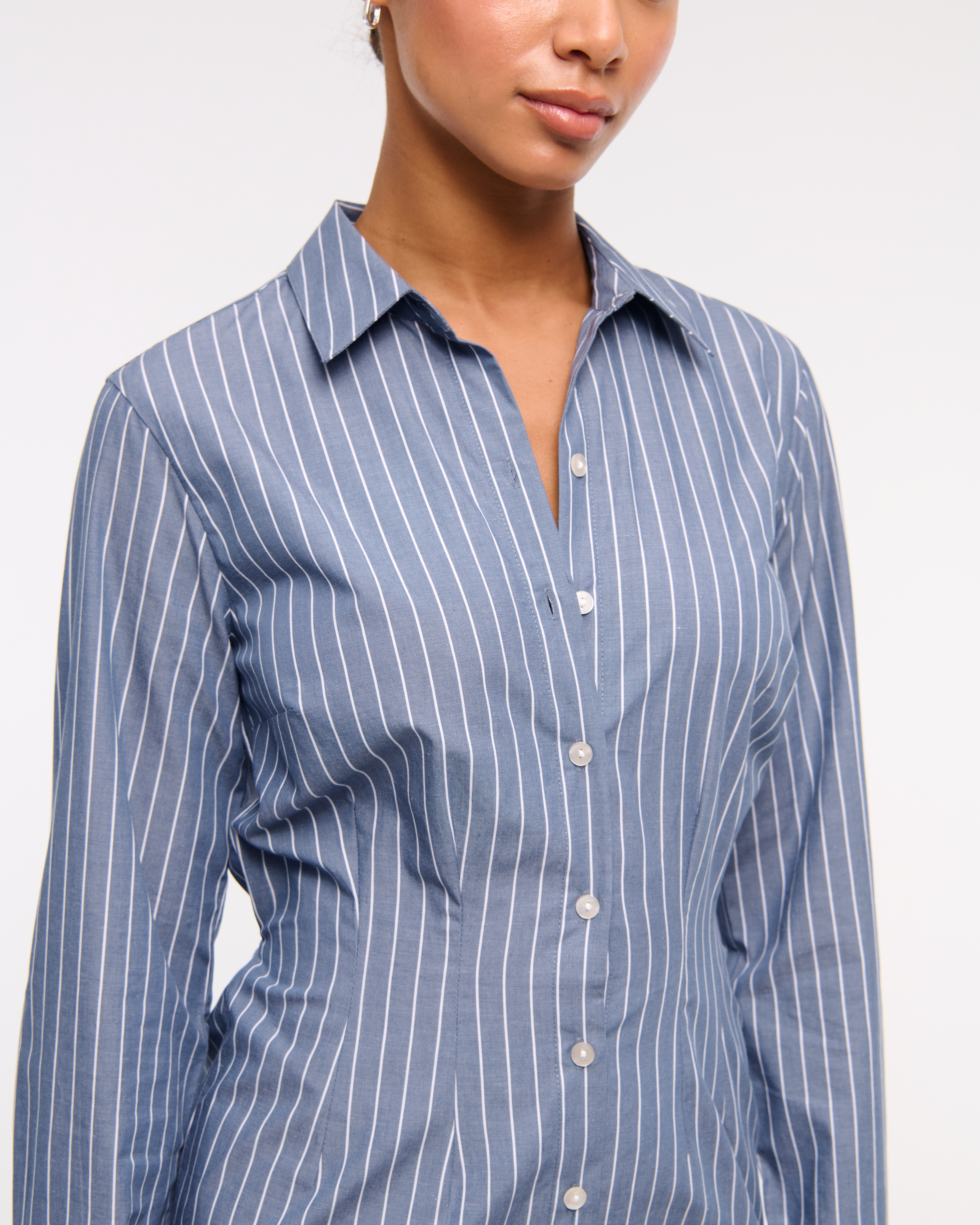 Women's Fitted Long-Sleeve Mini Shirt Dress | Women's