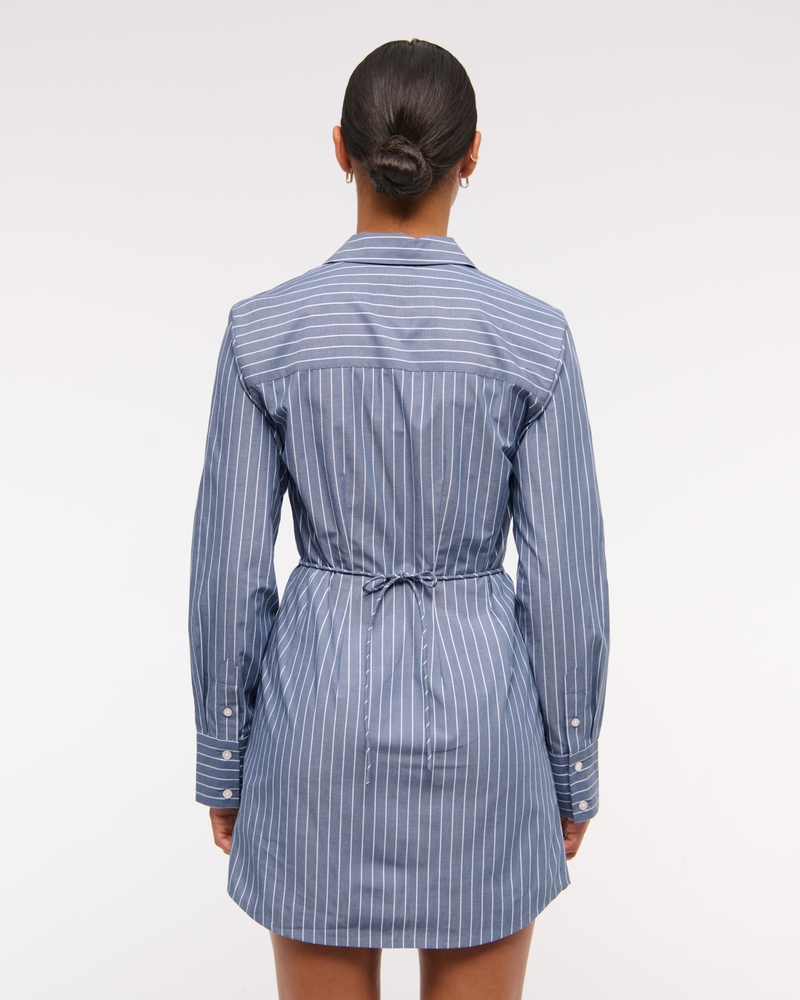 Fitted Long-Sleeve Mini Shirt Dress