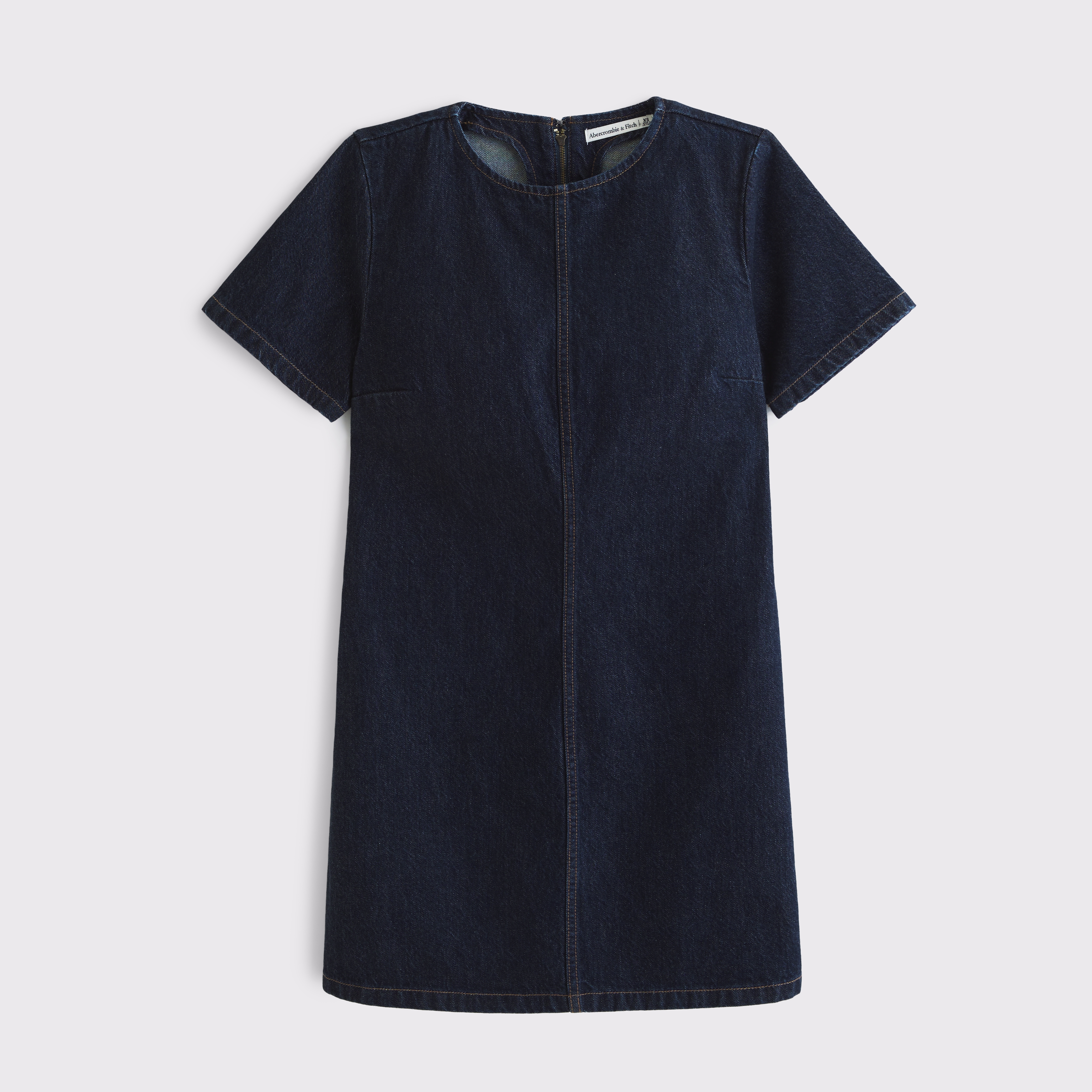Abercrombie & Fitch Denim Shift Mini Dress In Blue