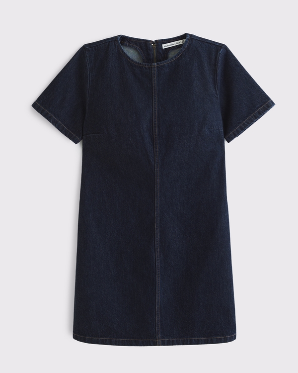 white christmas dresses Enzyme Washed Denim Rolled Sleeve Shirtdress – Tibi Official main image 0