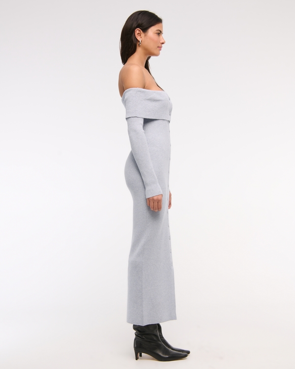 Off-The-Shoulder Midi Sweater Dress