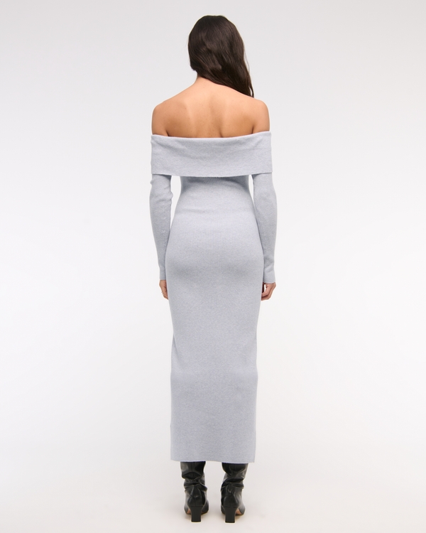 Off-The-Shoulder Midi Sweater Dress
