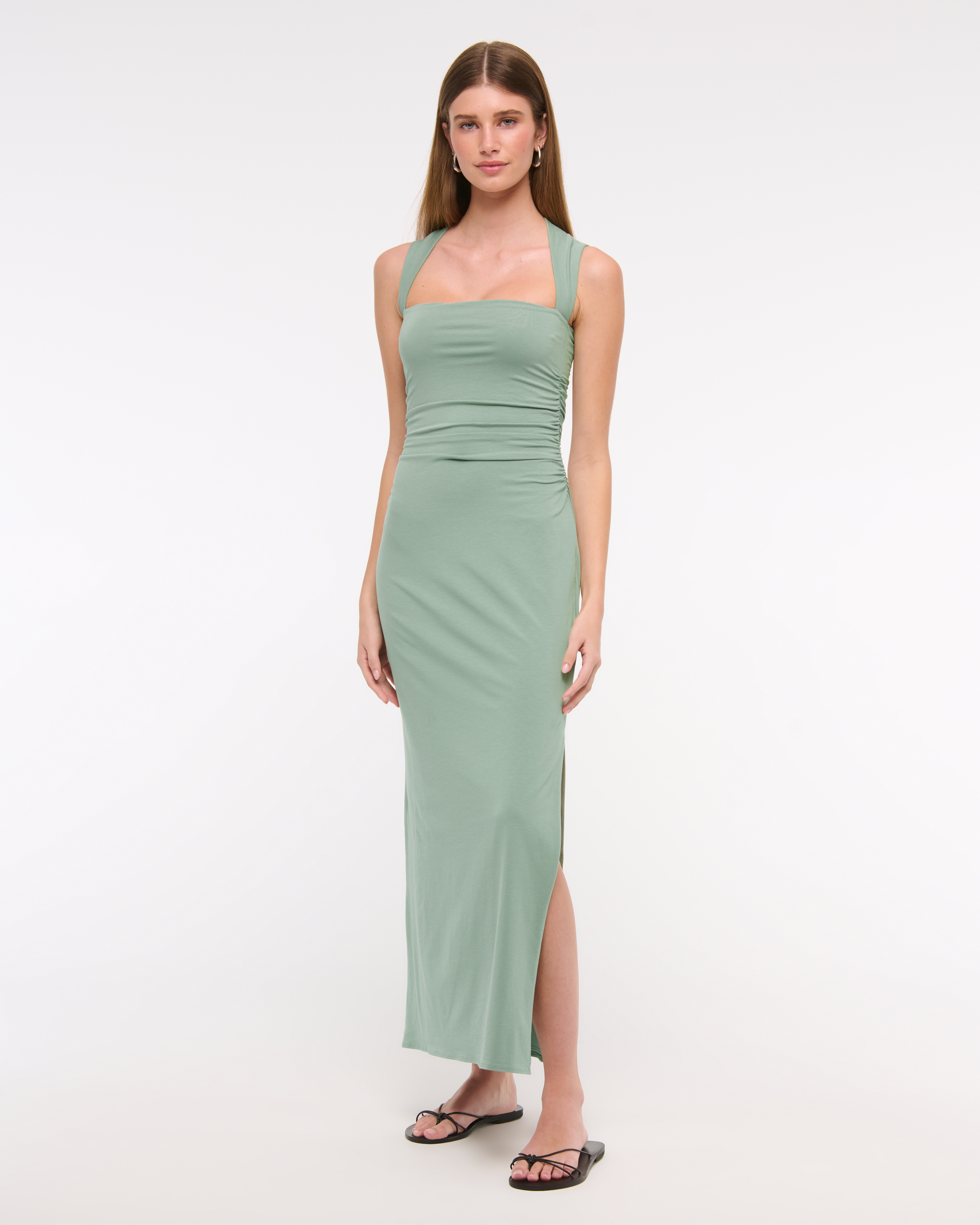 Abercrombie & Fitch The A&f Ava Knit Midi Dress In Green