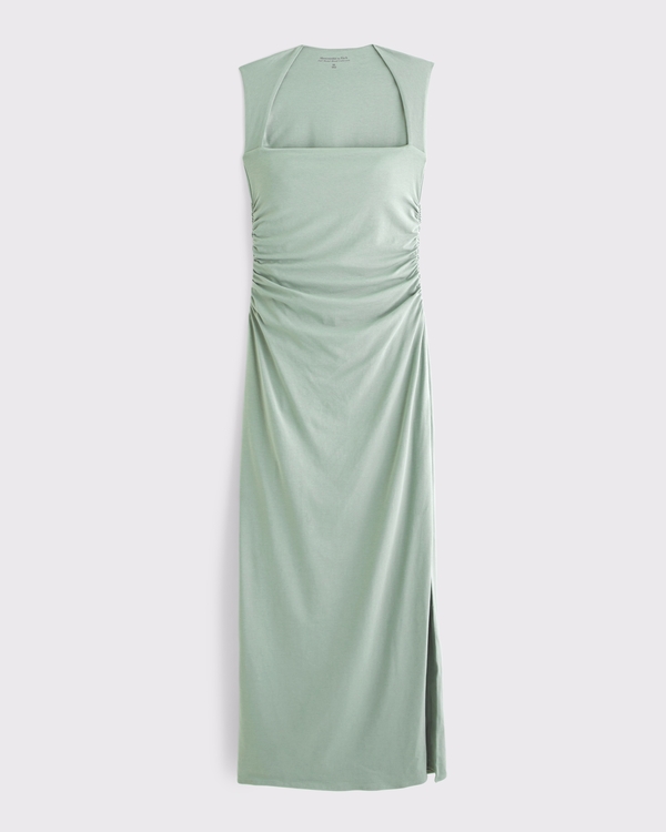 Women's The A&F Ava Knit Midi Dress in Green | Size XL TALL | Abercrombie & Fitch