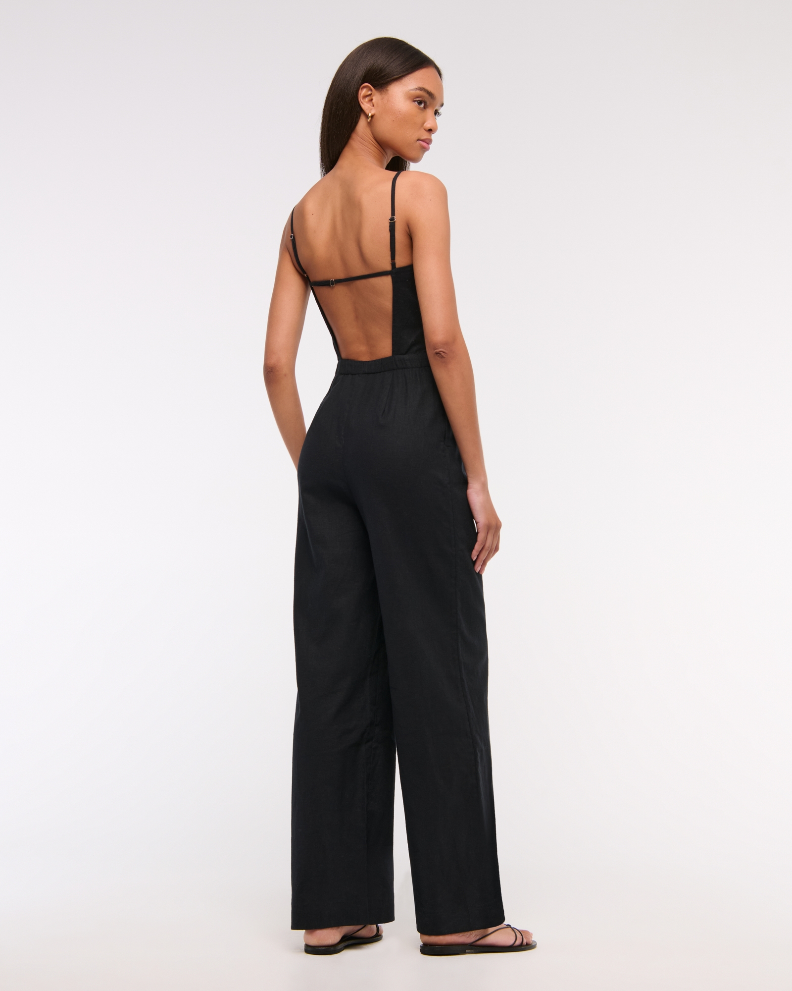 Linen-Blend Apron Jumpsuit