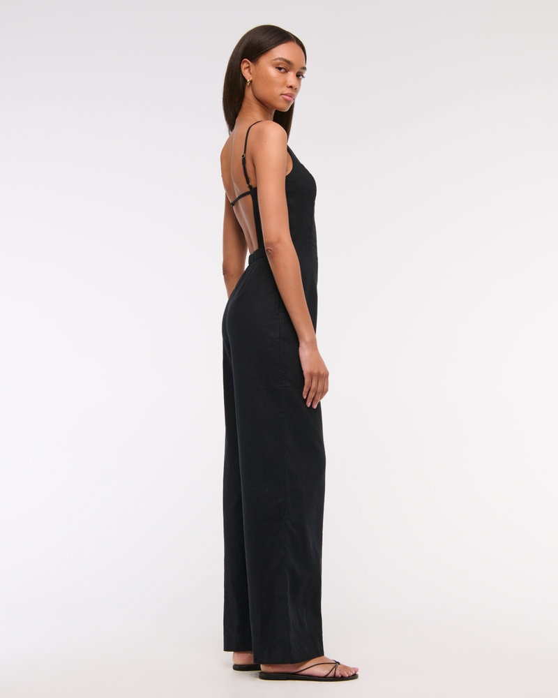 Linen-Blend Apron Jumpsuit