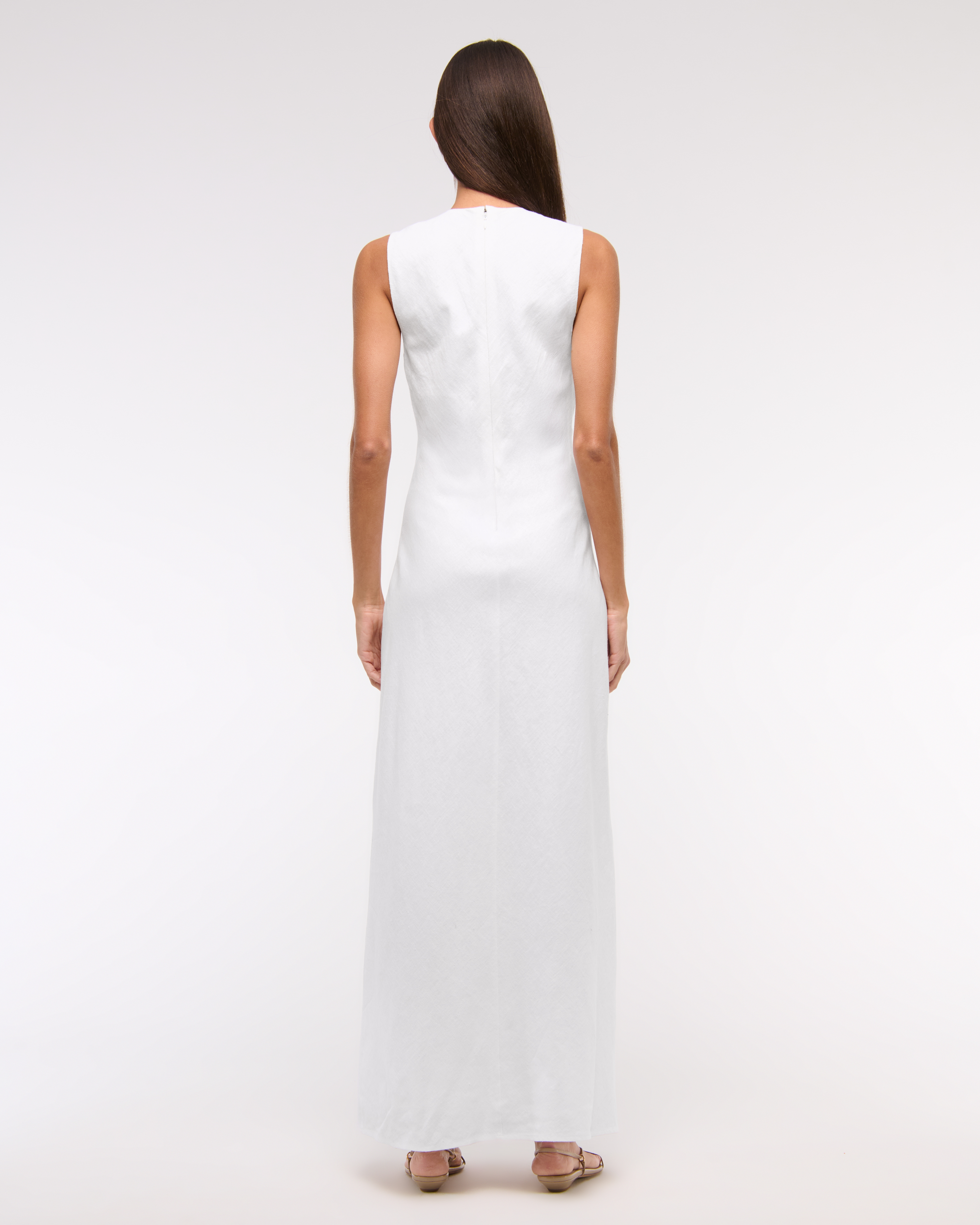 Women's Beaded Plunge Linen-Blend Maxi Dress | Women's