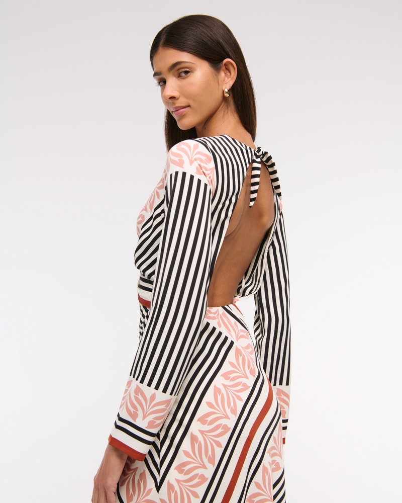 Long-Sleeve Twist-Front Maxi Dress