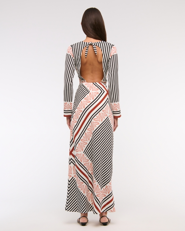 Long-Sleeve Twist-Front Maxi Dress