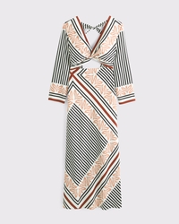 Long-Sleeve Twist-Front Maxi Dress