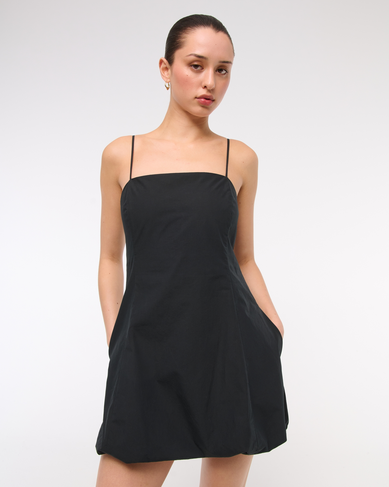 Squareneck Bubble Hem Mini Dress