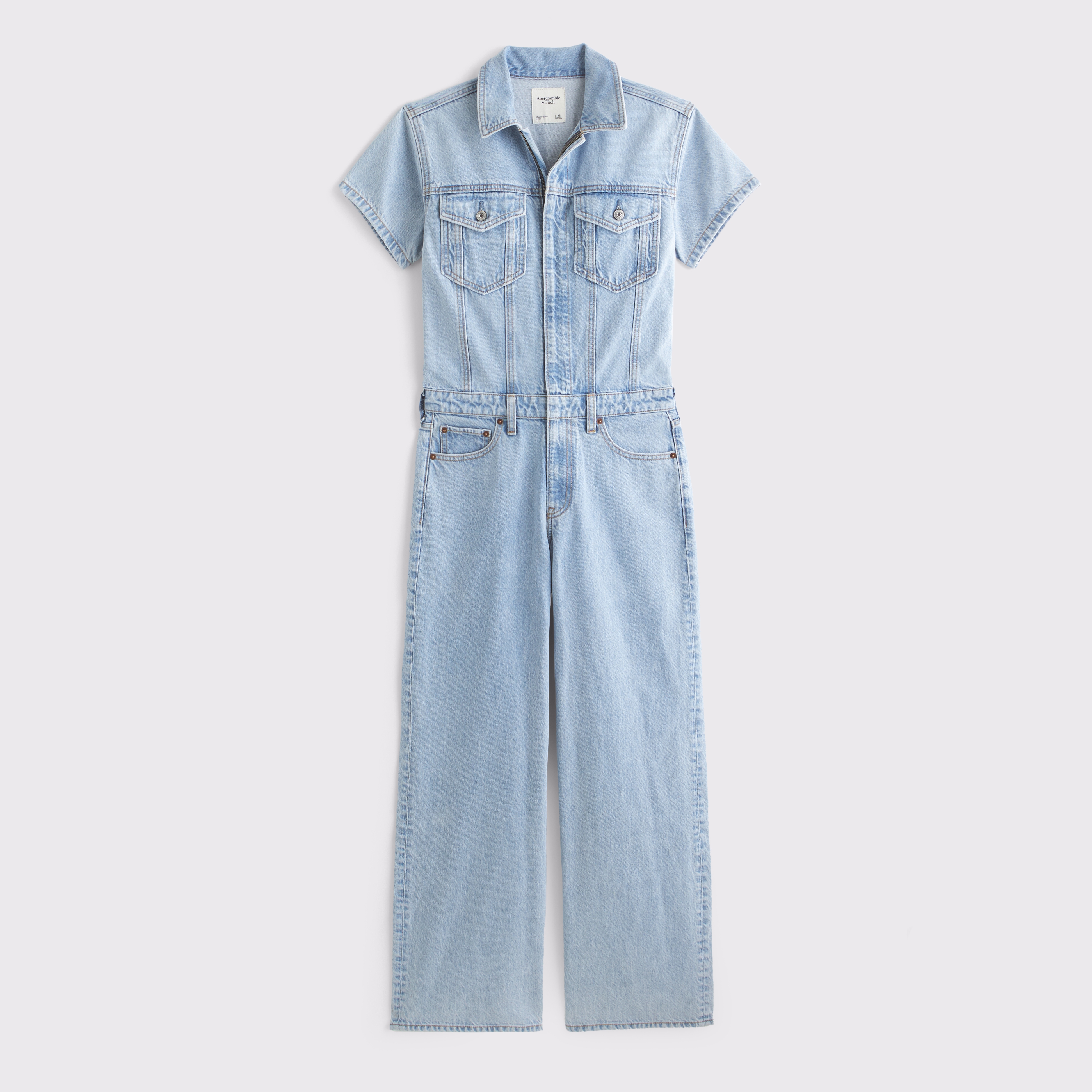 Abercrombie & Fitch Denim Jumpsuit In Brown