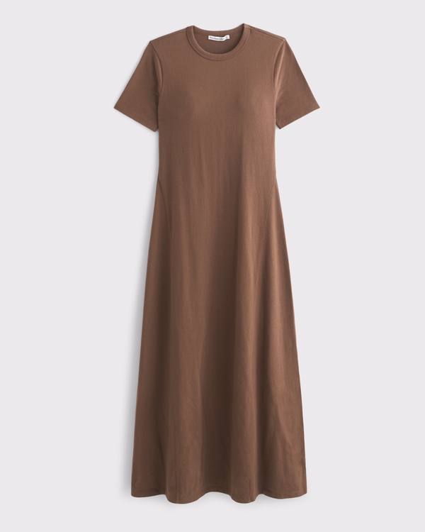 T-Shirt Knit Maxi Dress, Brown view 1