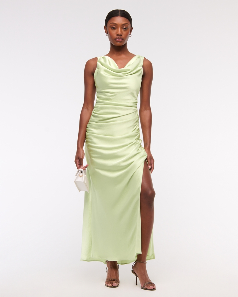 Cowl Neck Draped Maxi Dress