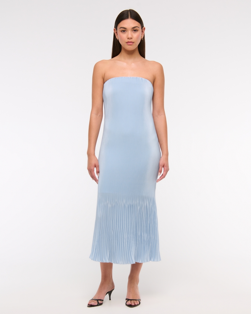 abercrombie dress pleated Women's The A&F Giselle Pleat Release Midi Dress in Lilac Blue | Size XL PETITE
