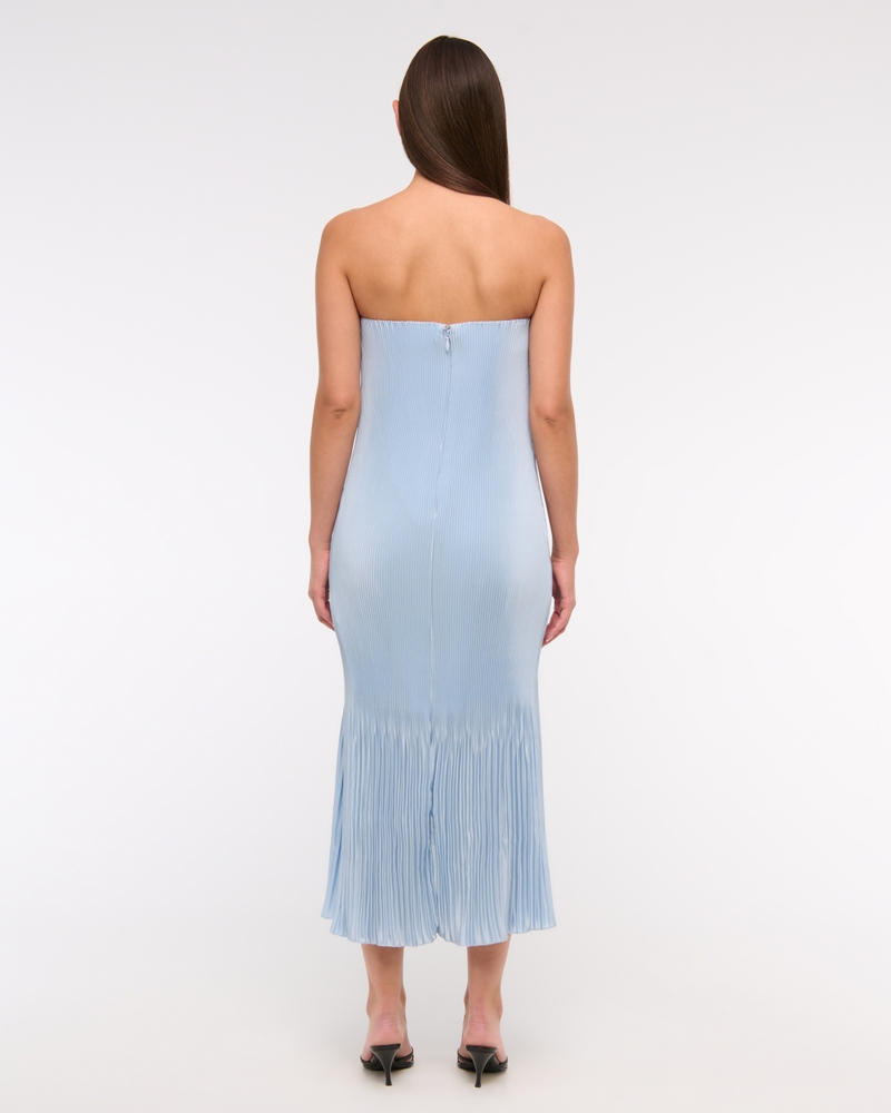 open lace back dress Reiona Strapless Pleated Midi Dress