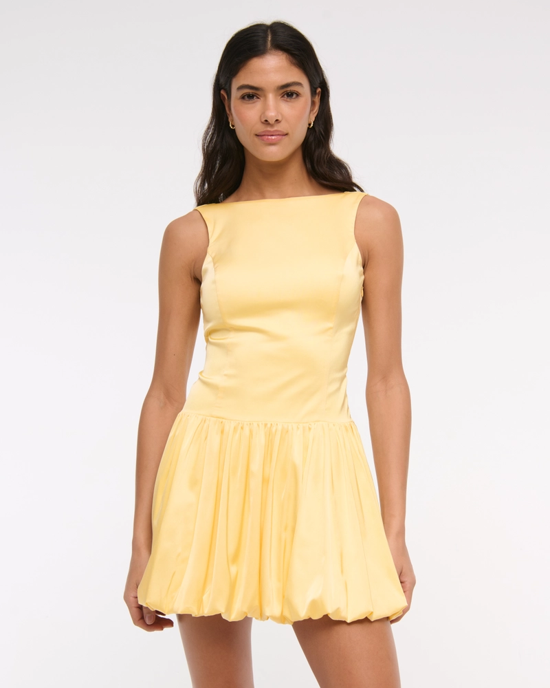 High-Neck Bubble Hem Mini Dress