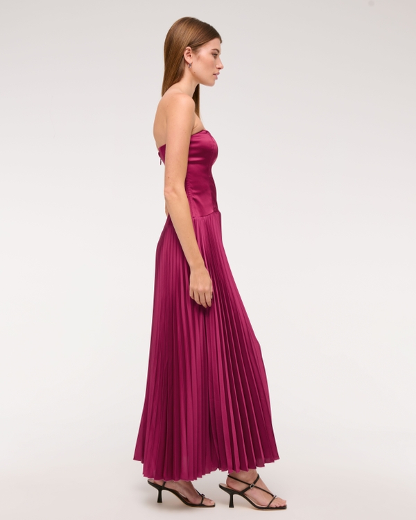 abercrombie dropped waist corset dress Women's The A&F Giselle Drop-Waist Maxi Dress in Berry | Size XL