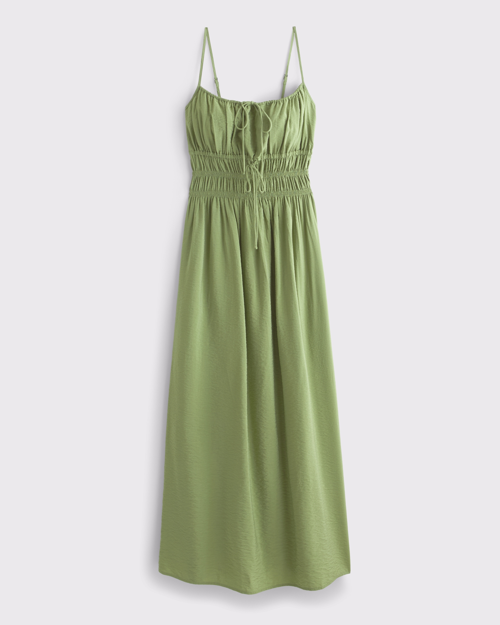 Smocked Tie-Front Maxi Dress