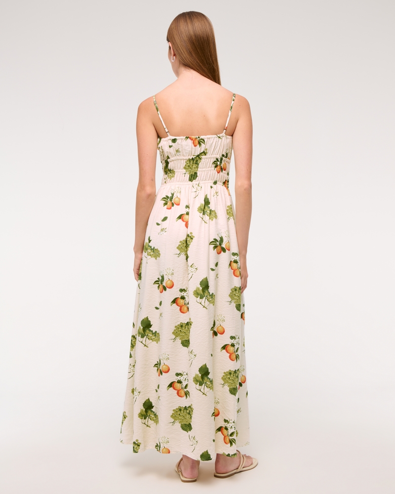 Smocked Tie-Front Maxi Dress