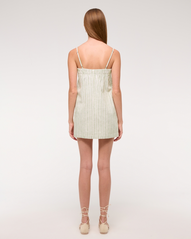 Linen-Blend Button Skort