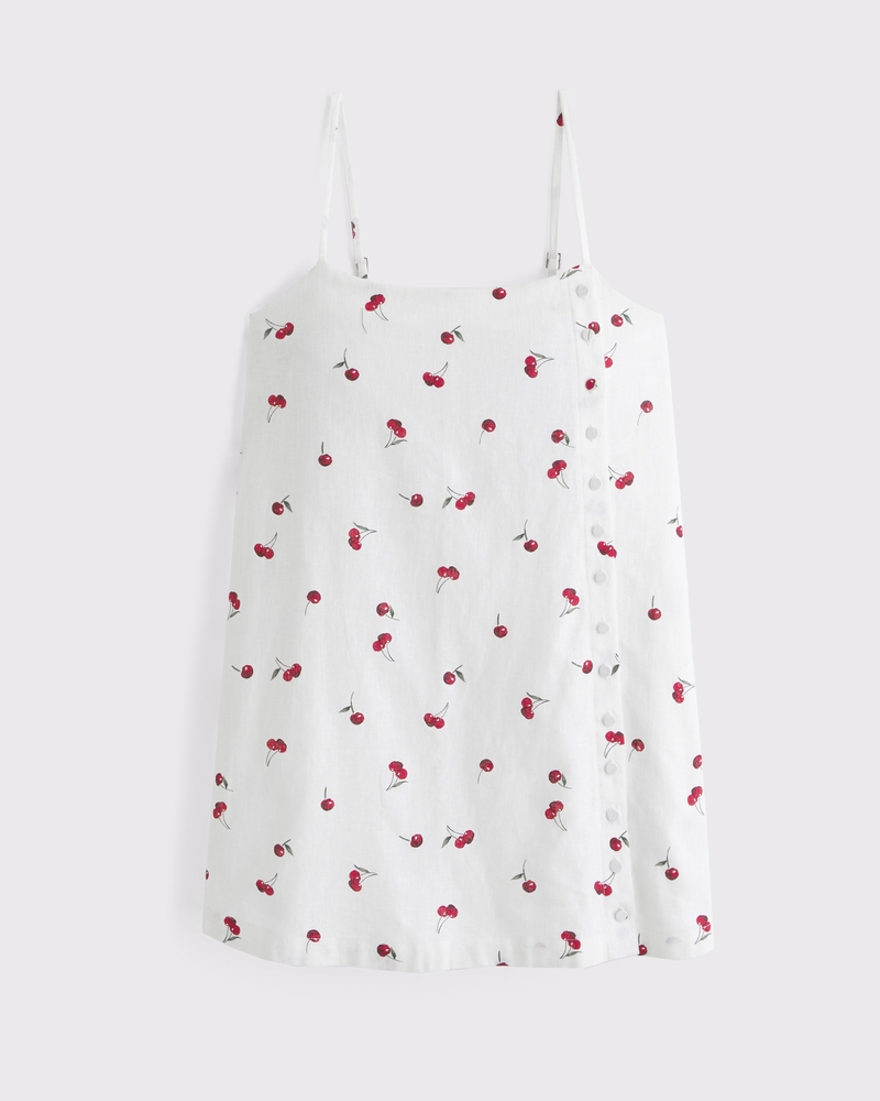 Linen-Blend Button Skort