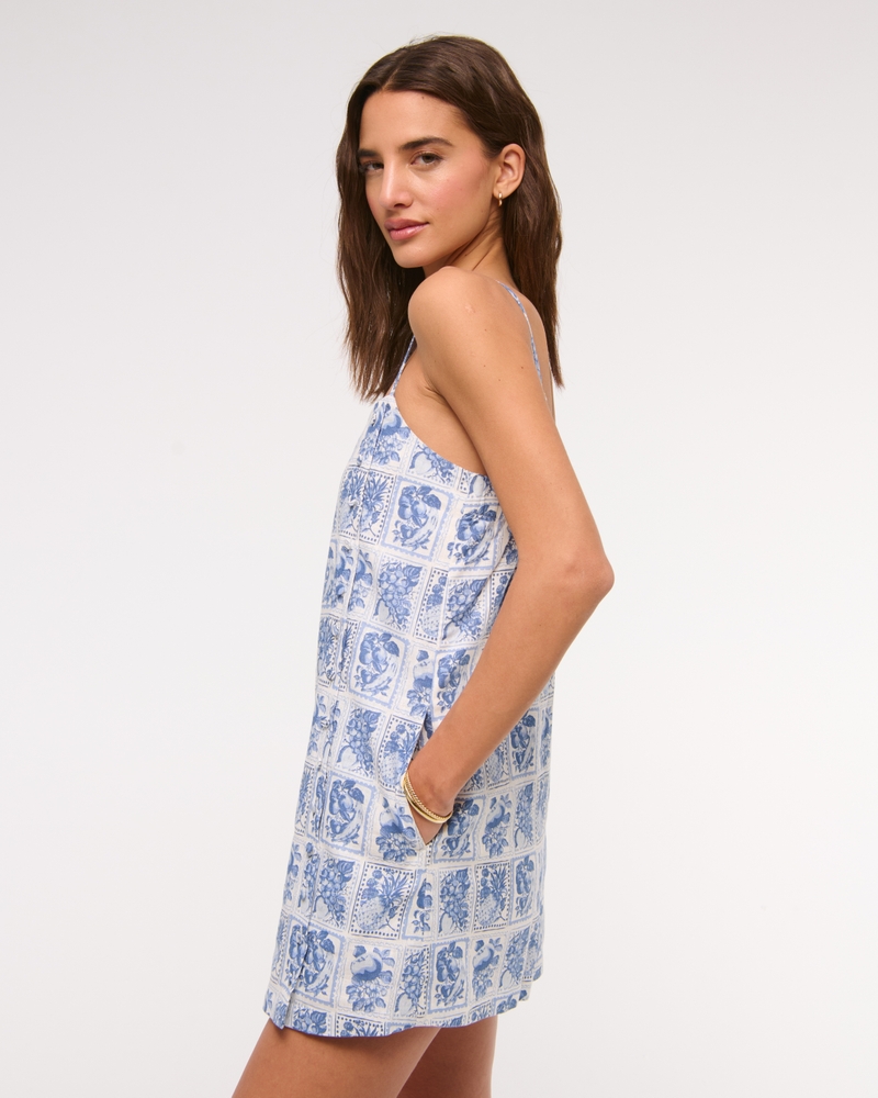 Linen-Blend Button Skort