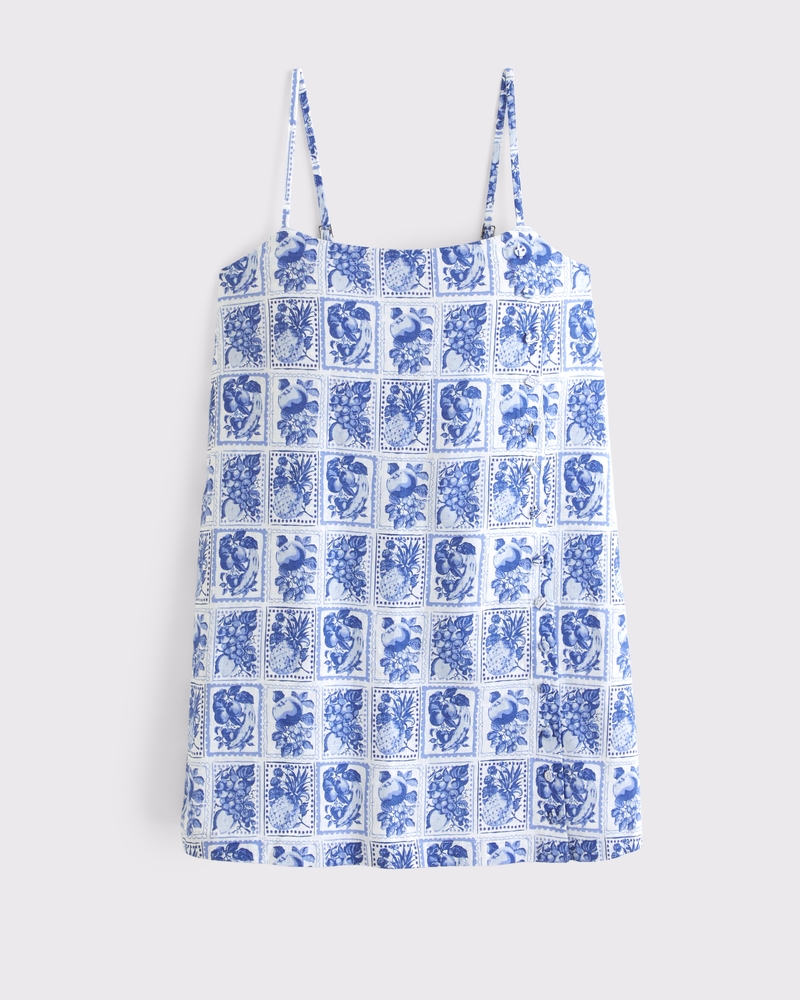 Linen-Blend Button Skort