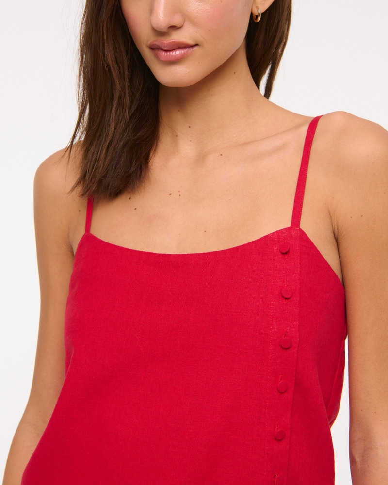 Linen-Blend Button Skort