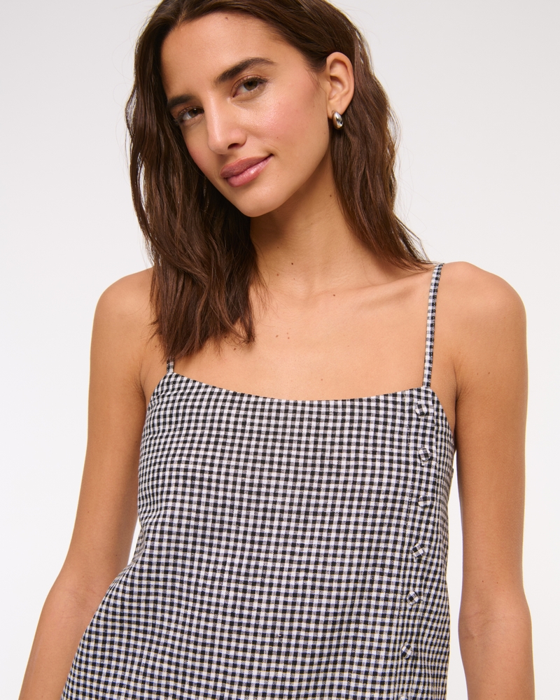 Linen-Blend Button Skort