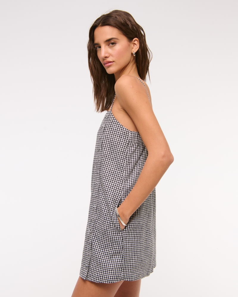 Linen-Blend Button Skort