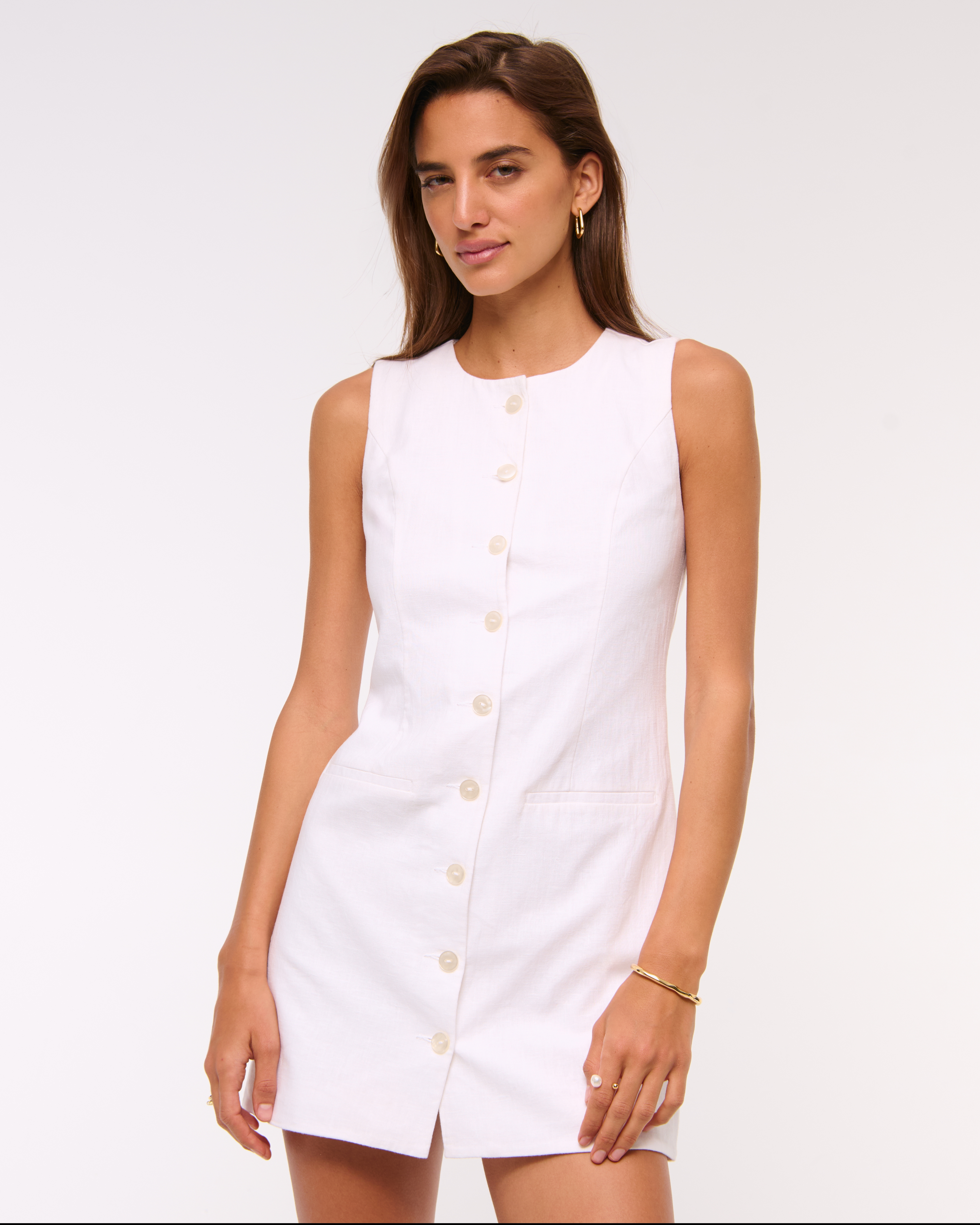Women's The A&F Mara Linen-Blend Mini Dress | Women's Women's The A&F Mara Linen-Blend Mini Dress | Women's