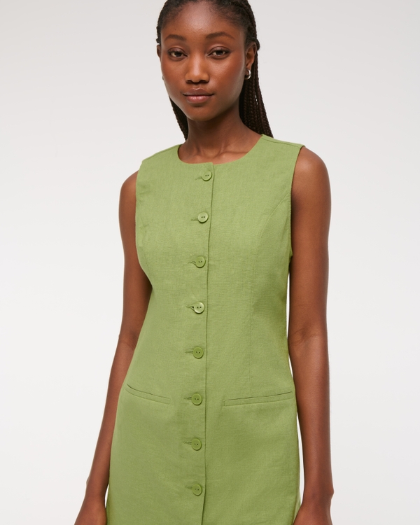 Women's The A&F Mara Linen-Blend Mini Dress | Women's Clearance