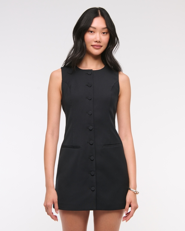 The A&F Mara High-Neck Vest Mini Dress, Black view 1