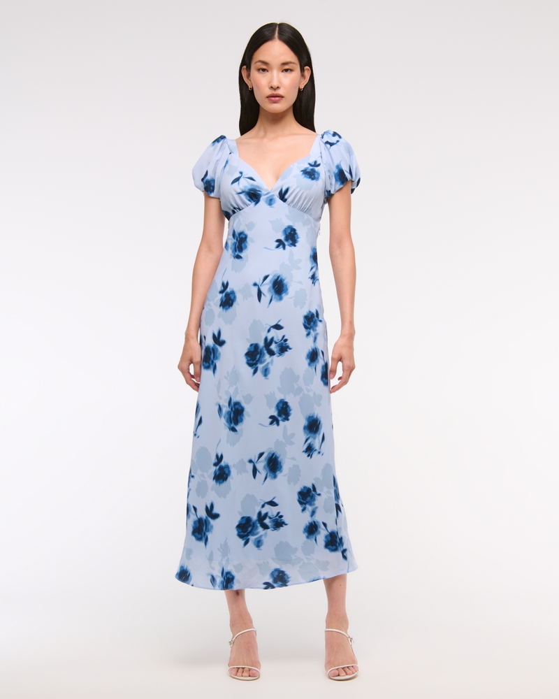 The A&F Julia Slip Puff Sleeve Midi Dress