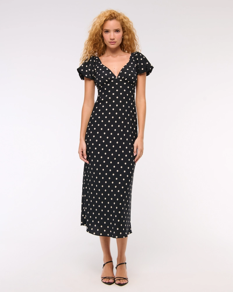 The A&F Julia Slip Puff Sleeve Midi Dress