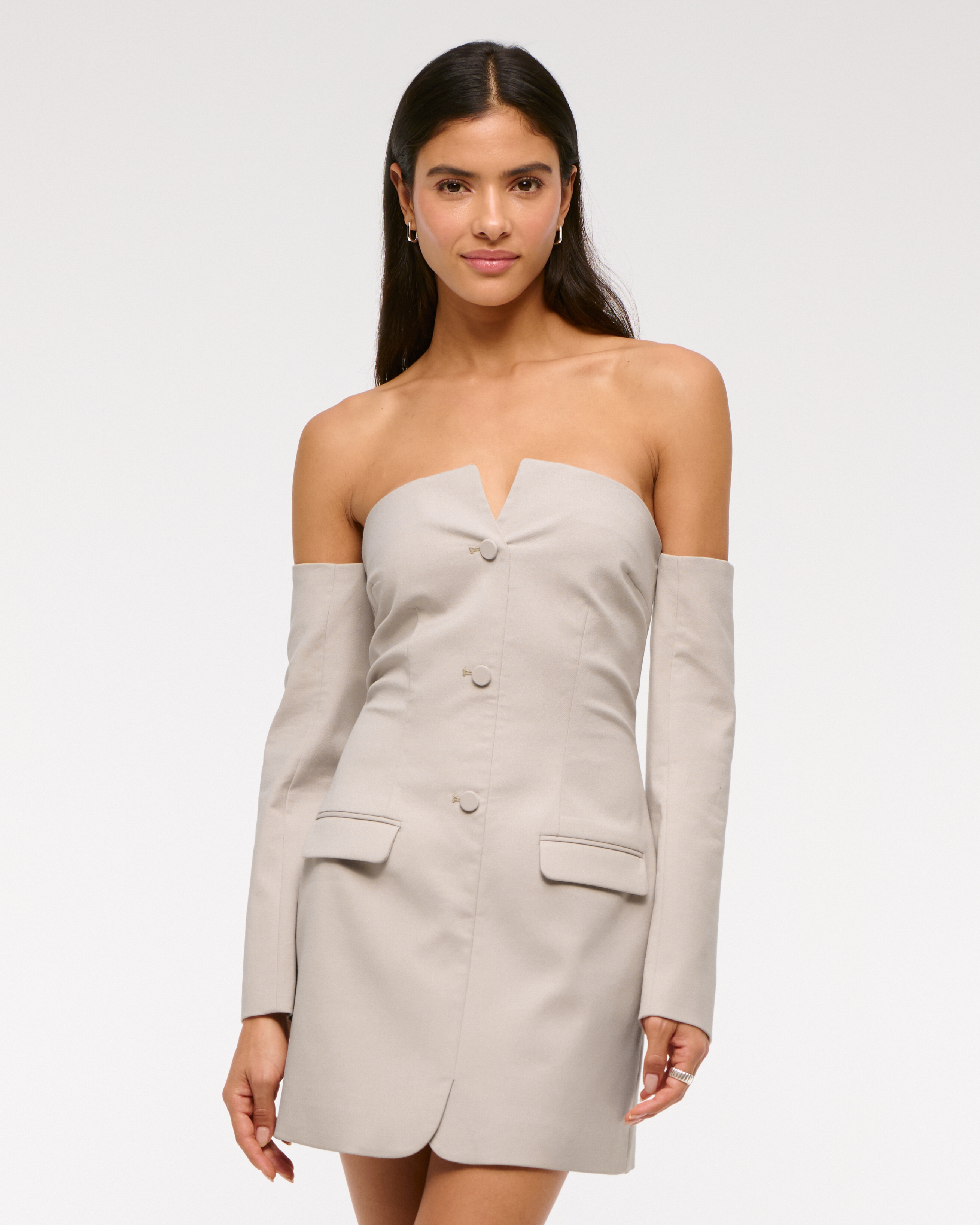 Abercrombie & Fitch The A&f Mara Off-the-shoulder Mini Dress In Gray