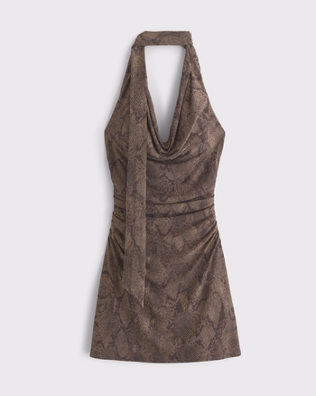 Knitted halter mini dress