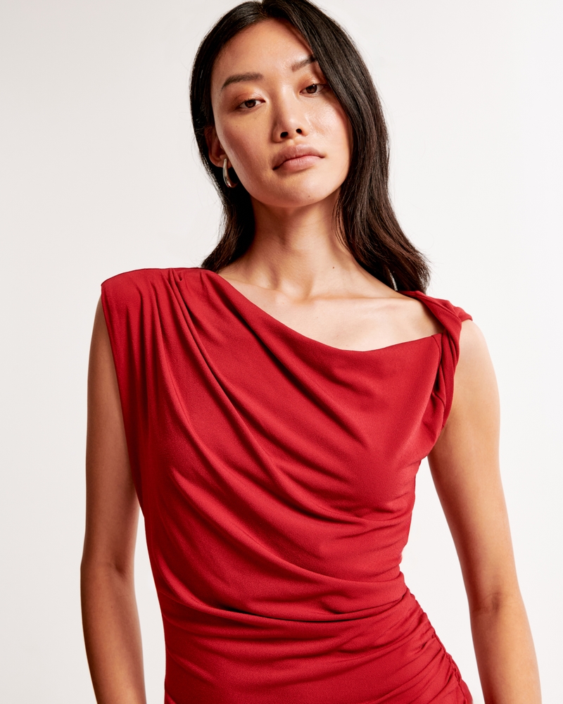 Asymmetrical Draped Maxi Dress