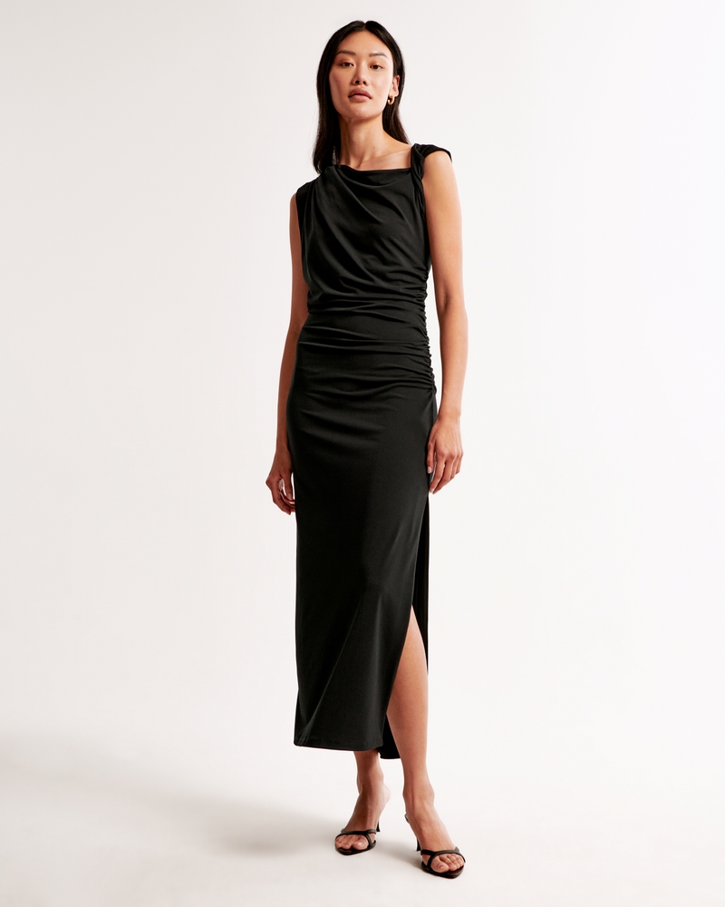Cowl Neck Draped Maxi Dress