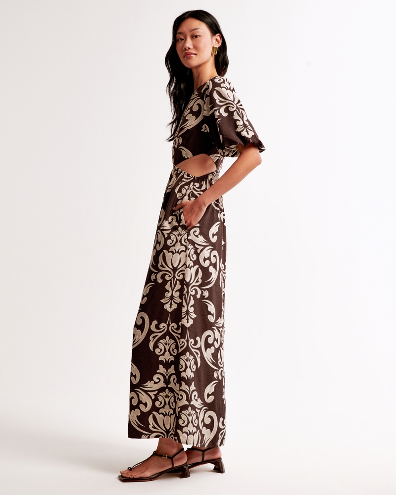 Short-Sleeve Cutout Maxi Dress