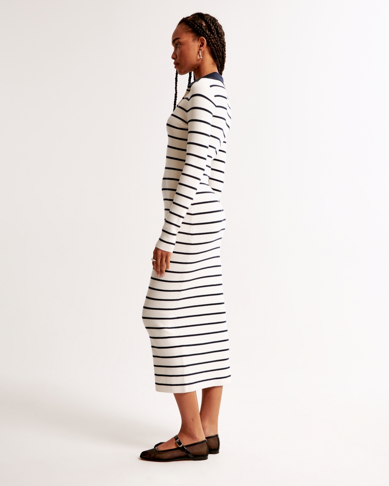 Long-Sleeve Half-Zip Maxi Sweater Dress