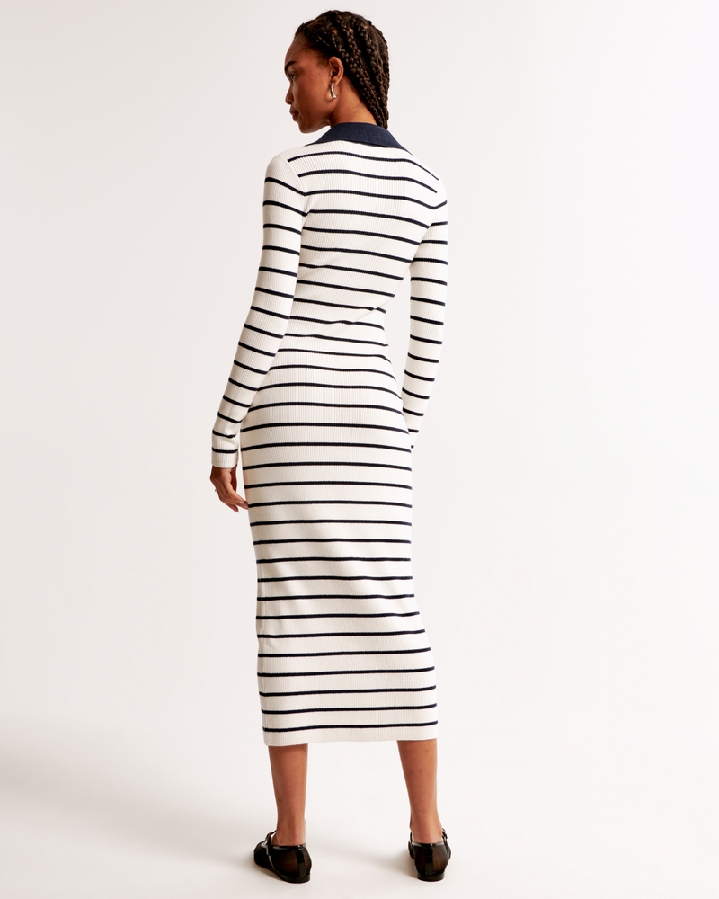 Long-Sleeve Half-Zip Maxi Sweater Dress
